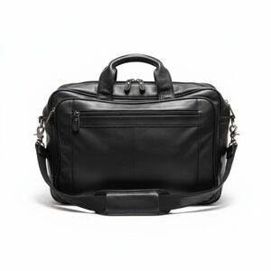 $499 Charles Tyrwhitt Grain Leather Messenger Black Bag‎ Solid Adjustable Strap